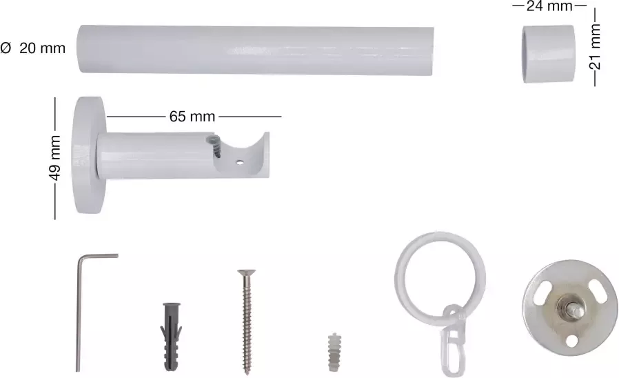 Home24 Gordijnroede op maat Cap I(1 rails ) mydeco