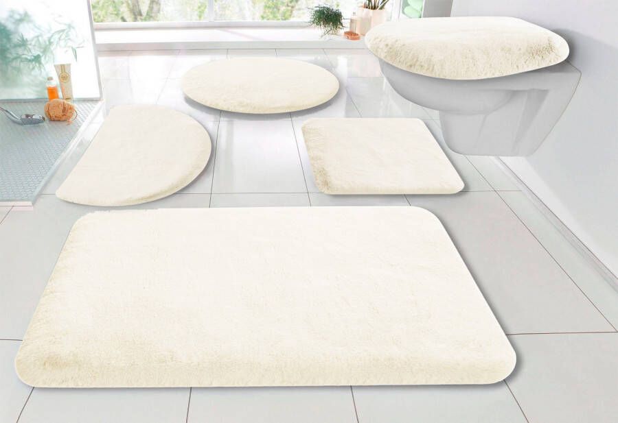 My home Badmat Rabbit badmatten badmat badkamer tapijt Konijnenbont-gevoel badmat rechthoekig rond & als 3-delige set