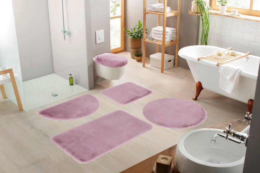 My home Badmat Rabbit badmatten badmat badkamer tapijt Konijnenbont-gevoel badmat rechthoekig rond & als 3-delige set