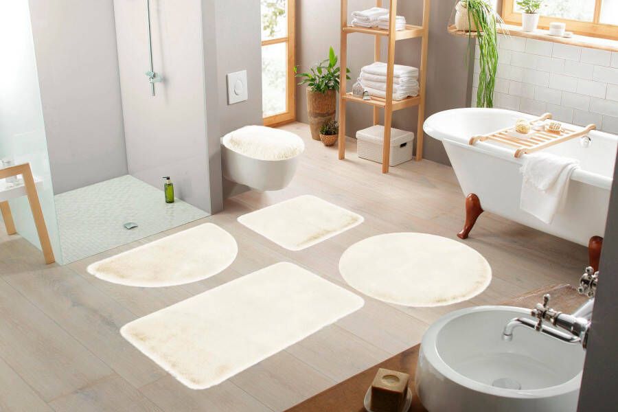 My home Badmat Rabbit badmatten Konijnenbont-gevoel badmat rechthoekig rond & als 3-delige set