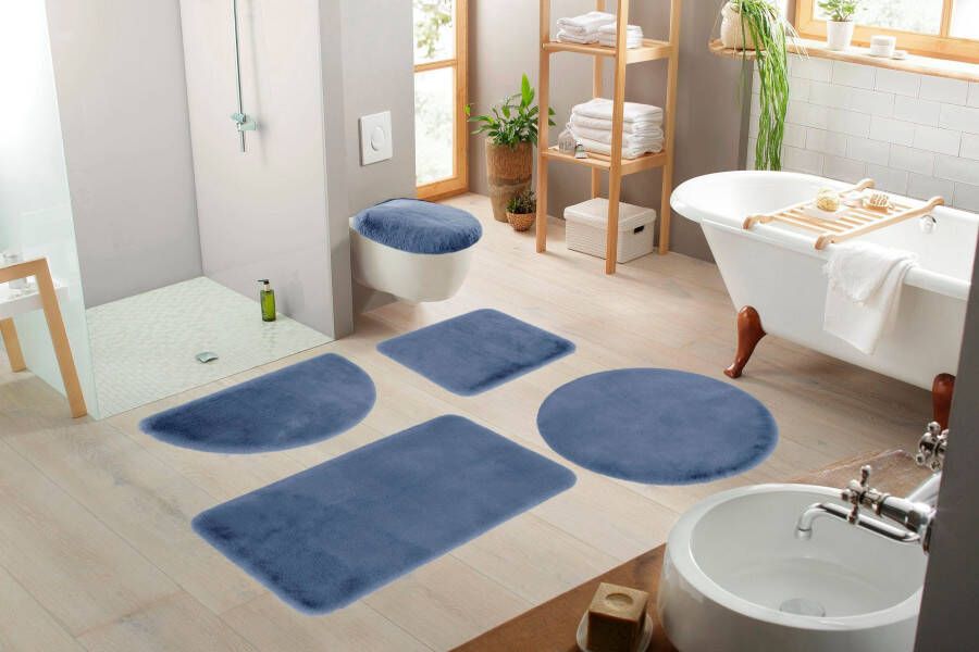 My home Badmat Rabbit badmatten badmat badkamer tapijt Konijnenbont-gevoel badmat rechthoekig rond & als 3-delige set