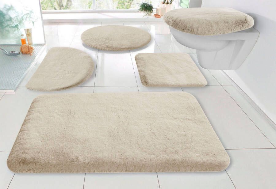 My home Badmat Rabbit badmatten Konijnenbont-gevoel badmat rechthoekig rond & als 3-delige set