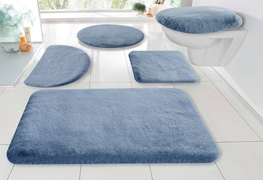 My home Badmat Rabbit badmatten Konijnenbont-gevoel badmat rechthoekig rond & als 3-delige set