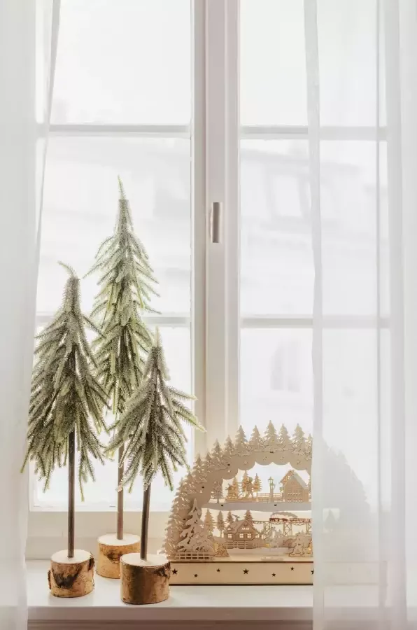 My home Deco-boom Janosch kerstversiering Stam van de spar met besneeuwde twijgen op houten sokkel (1 stuk) - Foto 2