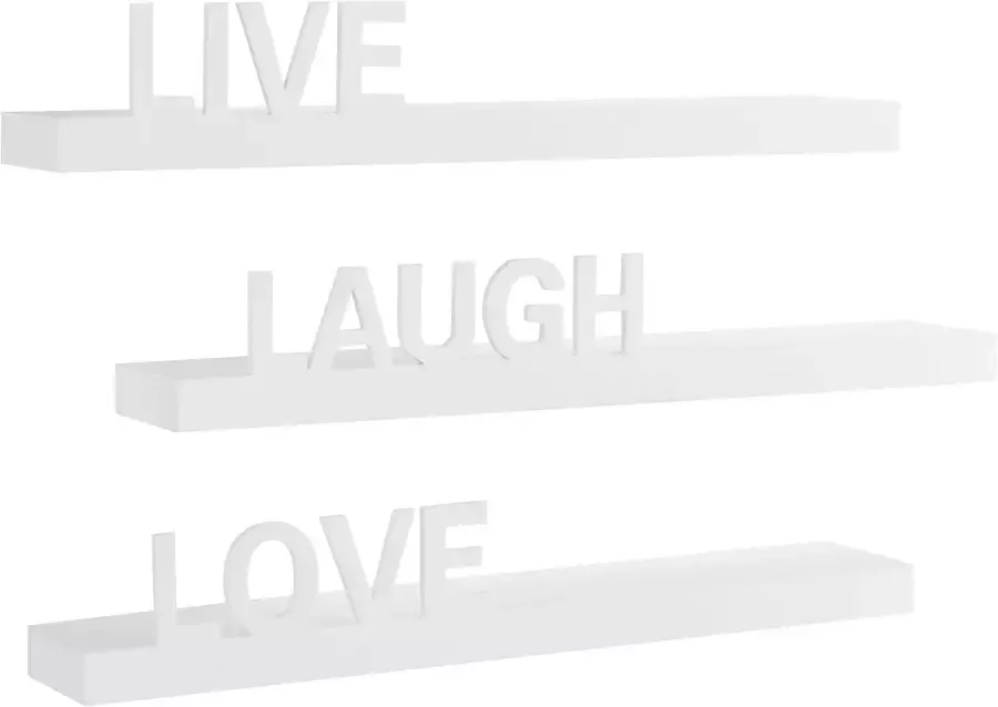My home Decoratief wandrek Live Love Laugh Decoratief rek wanddecoratie met een opschrift (set 3-delig) - Foto 2