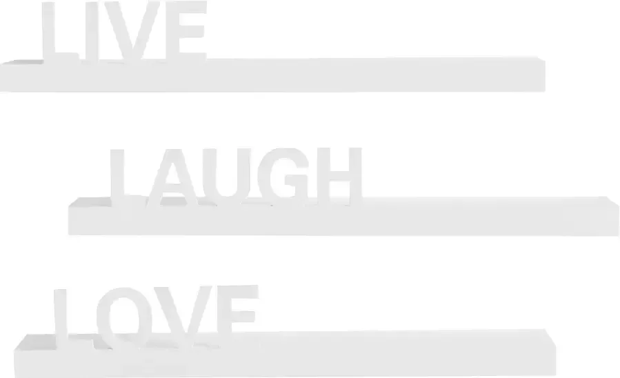 My home Decoratief wandrek Live Love Laugh Decoratief rek wanddecoratie met een opschrift (set 3-delig) - Foto 3