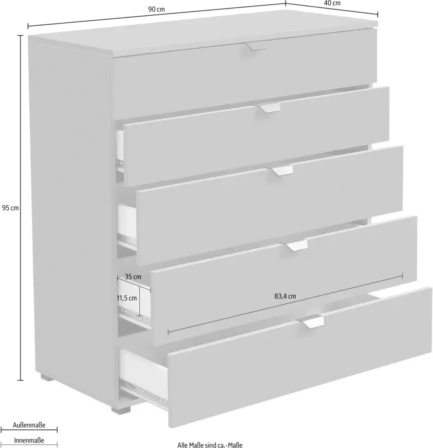 INOSIGN Dressoir Duero met 5 laden breedte 90 cm - Foto 3