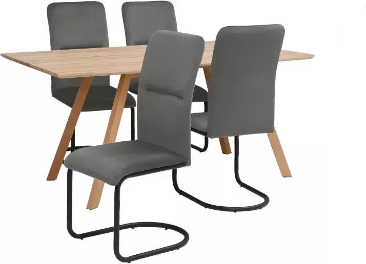 INOSIGN Eethoek Alex Freja bestaand uit alex eettafel 160 cm en set van 4 freja stoelen fluweel (set 5-delig) - Foto 3