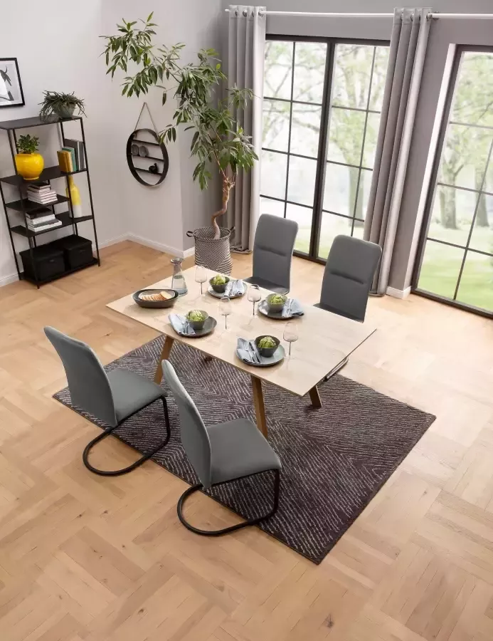 INOSIGN Eethoek Alex Freja bestaand uit alex eettafel 160 cm en set van 4 freja stoelen fluweel (set 5-delig) - Foto 1