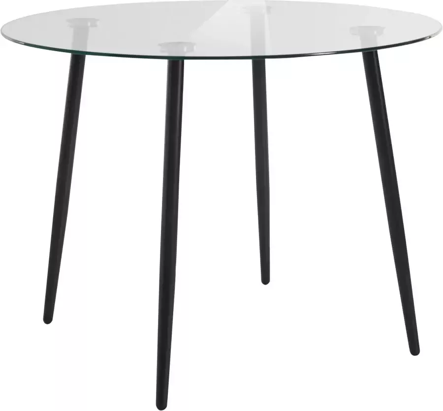 INOSIGN Eethoek ronde glazen tafel ø 100 cm en 4 eetkamerstoelen bekleding van fluweel (set 5-delig) - Foto 1