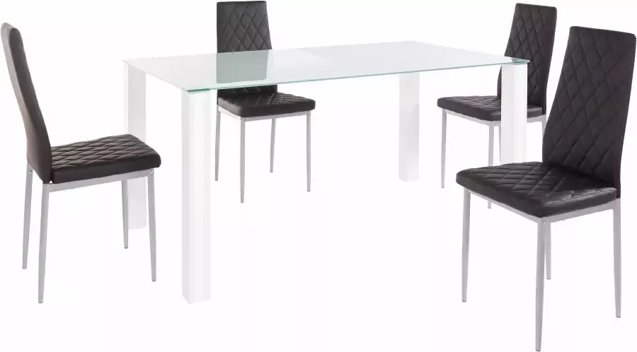 INOSIGN Eethoek 160 cm brede glazen tafel stoelbekledingen in verschillende kleurvarianten (set 5-delig) - Foto 3