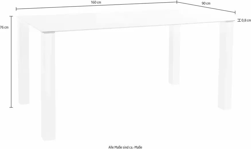 INOSIGN Eethoek met glazen tafel breedte 160 cm (set 5-delig)