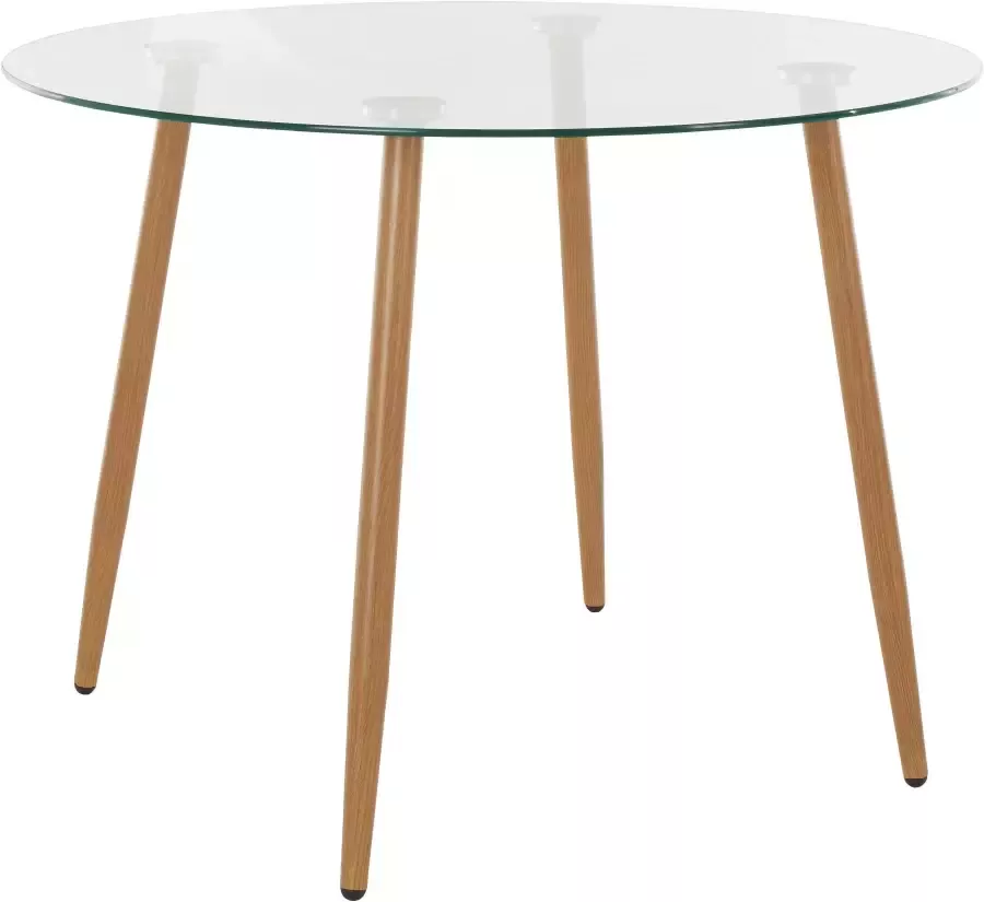 INOSIGN Eethoek MILLER Glazen tafel met 4 stoelen (kunststof kuipzitting) (set 5-delig) - Foto 1