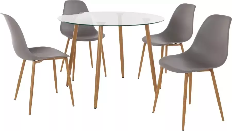 INOSIGN Eethoek MILLER Glazen tafel met 4 stoelen (kunststof kuipzitting) (set 5-delig) - Foto 5