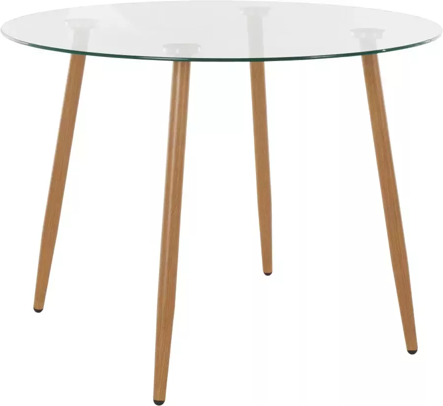 INOSIGN Eethoek MILLER Glazen tafel met 4 stoelen (weefstof) (set 5-delig) - Foto 1