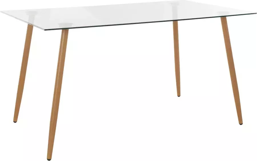 INOSIGN Eethoek MILLER Hoekige glazen tafel met 4 stoelen (kunststof kuipzitting) (set 5-delig) - Foto 3