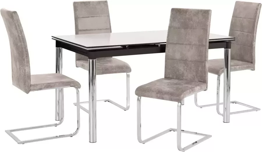 INOSIGN Eethoek Nelson Cosy met 4 stoelen tafel uittrekbaar breedte 140-200 cm (set 5-delig) - Foto 4