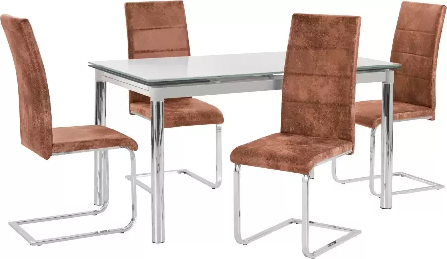 INOSIGN Eethoek Nelson Cosy met 4 stoelen tafel uittrekbaar breedte 140-200 cm (set 5-delig) - Foto 4