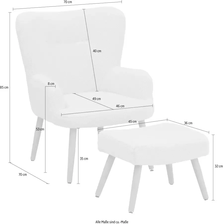 INOSIGN Fauteuil Levent Ohrensessel mit Hocker in verschillende stofkwaliteiten zithoogte 40 cm - Foto 1