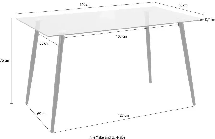 INOSIGN Glazen tafel Danny Eettafel breedte 140 cm - Foto 13