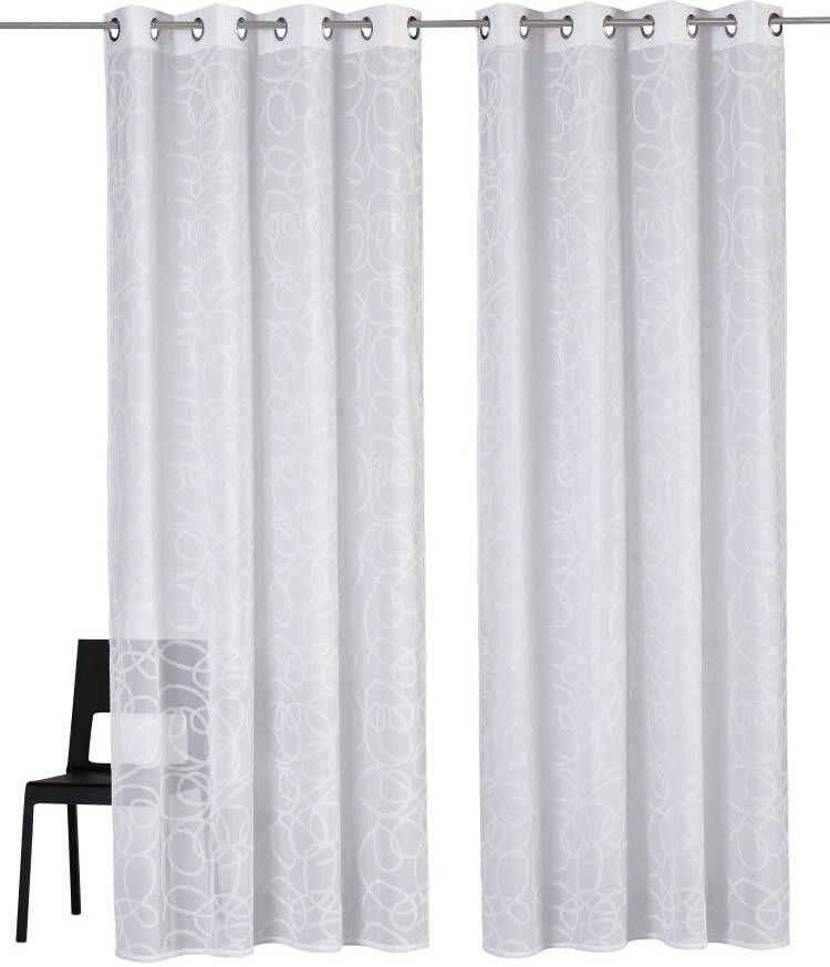 My home Gordijn Tanaro set van 2 transparant gedessineerd polyester (2 stuks) - Foto 3