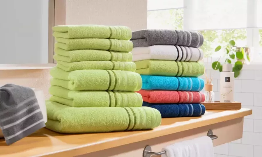 My home Handdoekenset NIKI Handdoekenset met meerkleurige streeprand van 100% katoen (set 7-delig) - Foto 2