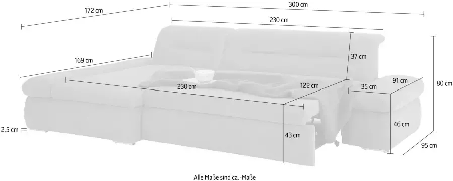 INOSIGN Hoekbank Avesa L-vorm Naar keuze met armleuningverstelling en slaapfunctie bxdxh: 300x172x80cm - Foto 9