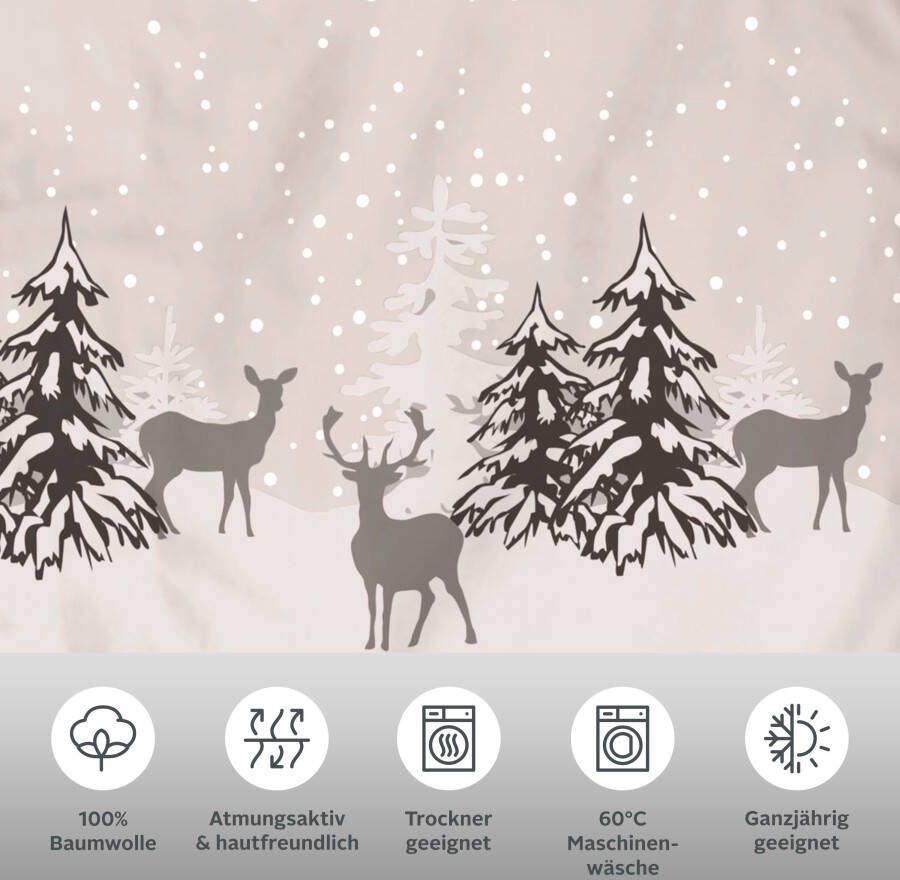 My home Overtrekset Venua in mt. 135x200 of 155x220 cm Winterbeddengoed kerstdekbedovertrek (2-delig)