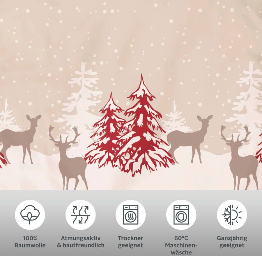 My home Overtrekset Venua in mt. 135x200 of 155x220 cm Winterbeddengoed kerstdekbedovertrek (2-delig)