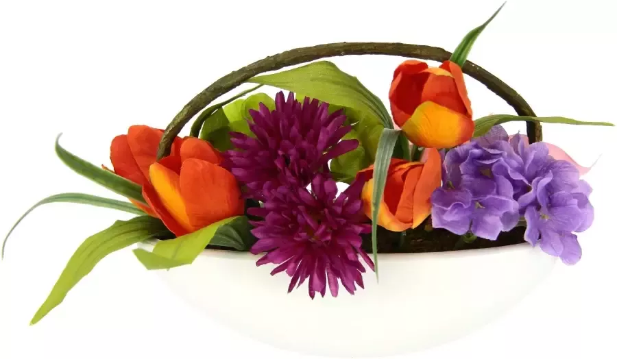 My home Takken Tulp calla hortensia gerbera In schaal kunstbloem zijden bloem (1 stuk)