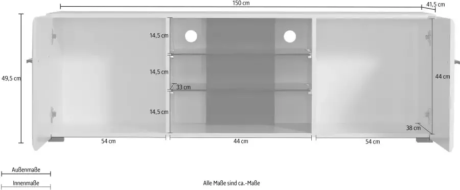 INOSIGN Tv-meubel Trentino Commode Breedte 150 cm Hoogglans fronten - Foto 9