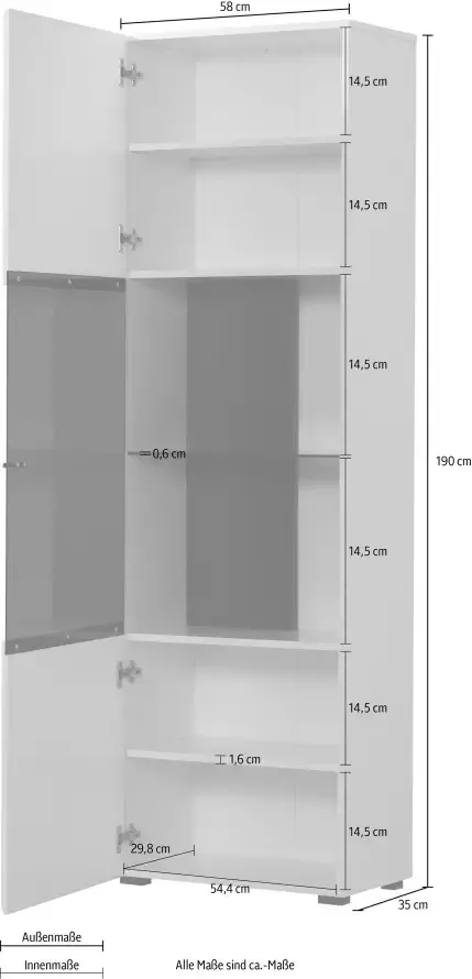 INOSIGN Vitrinekast Trentino Hoogte ca. 190 cm soft-closefunctie hoogglansfronten - Foto 3