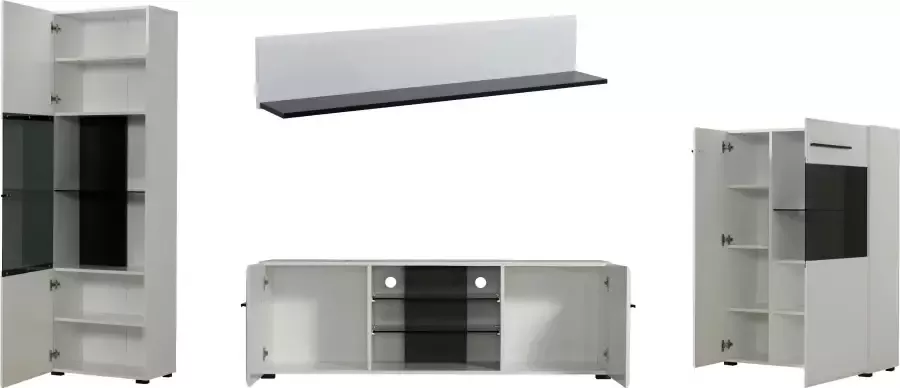 INOSIGN Wandmeubel Trentino Inclusief vitrinekast lowboard highboard en wandplank (set 4-delig) - Foto 8