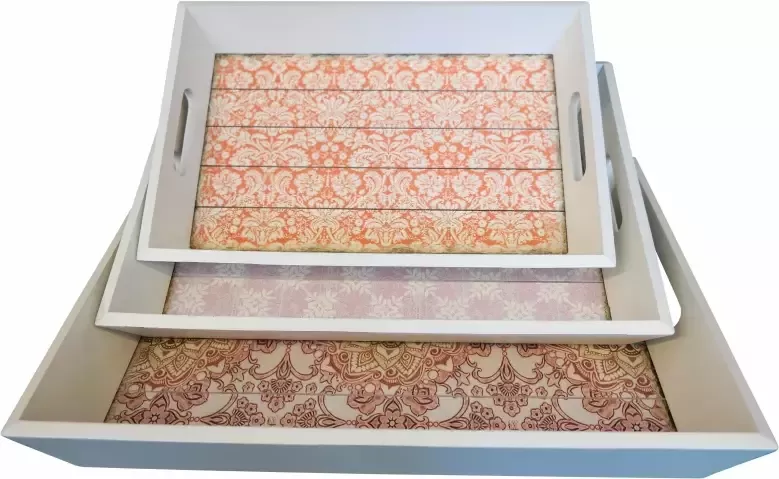 Myflair Möbel & Accessoires Dienblad Decoratief dienblad wit gedessineerd oppervlak Shabby look (set 3-delig) - Foto 6