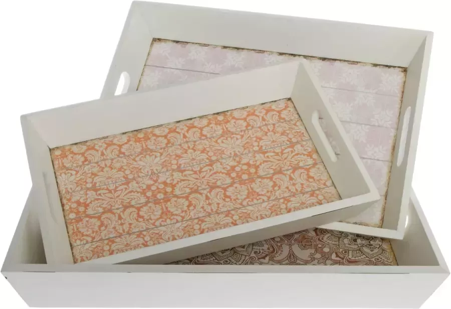 Myflair Möbel & Accessoires Dienblad Decoratief dienblad wit gedessineerd oppervlak Shabby look (set 3-delig) - Foto 2
