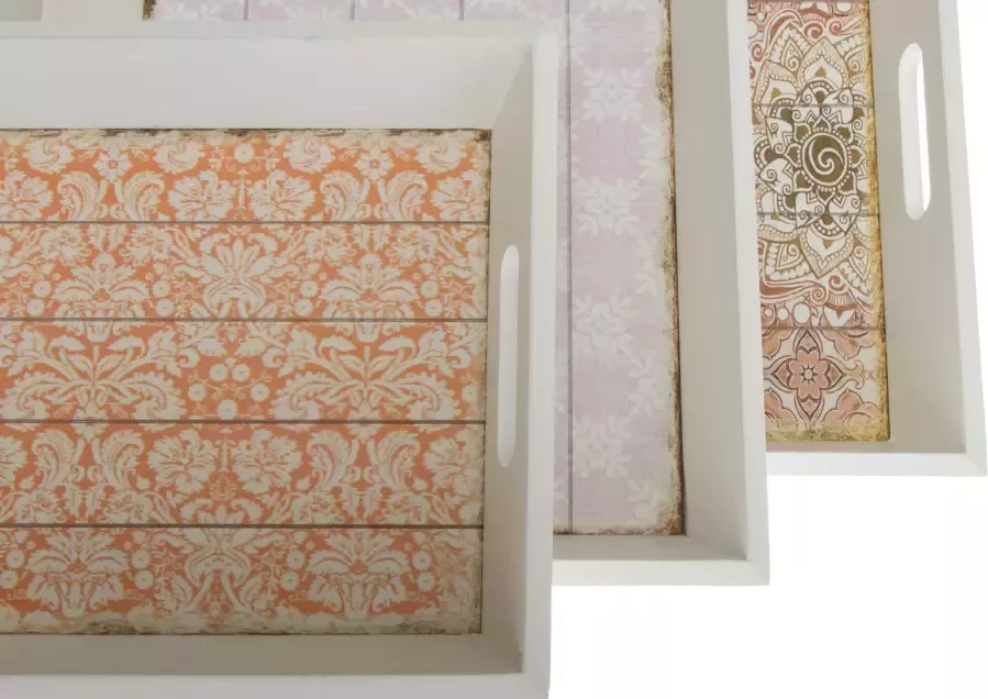 Myflair Möbel & Accessoires Dienblad Decoratief dienblad wit gedessineerd oppervlak Shabby look (set 3-delig) - Foto 1