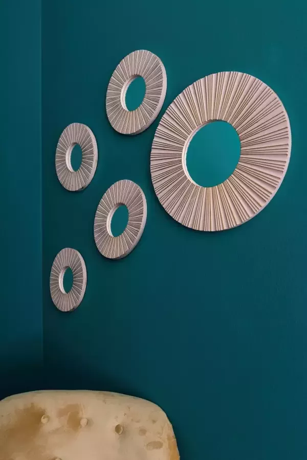 Myflair Möbel & Accessoires Sierspiegel 5-delige wanddecoratieset Wandspiegel wanddecoratie rond 1x ø 40 cm & 4x ø 25 cm woonkamer (set 5 stuks) - Foto 2