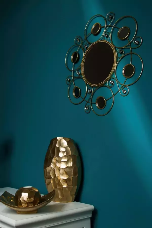 Myflair Möbel & Accessoires Sierspiegel Helios gold Wandspiegel landhuis rond frame van metaal met siersteentjes (1 stuk) - Foto 3
