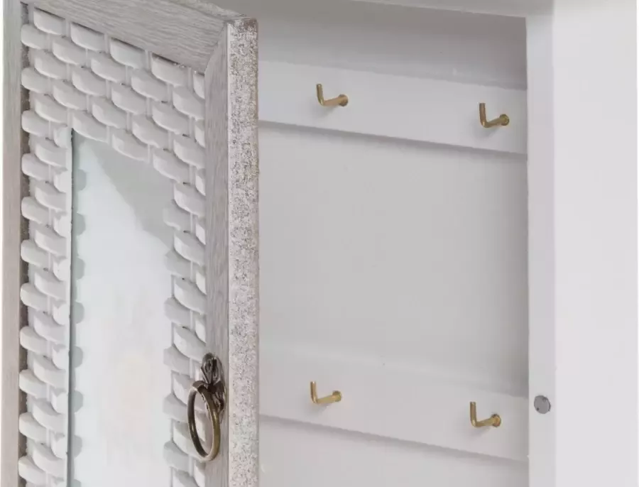 Myflair Möbel & Accessoires Sleutelkastje Saskia wit met 6 haken shabby look