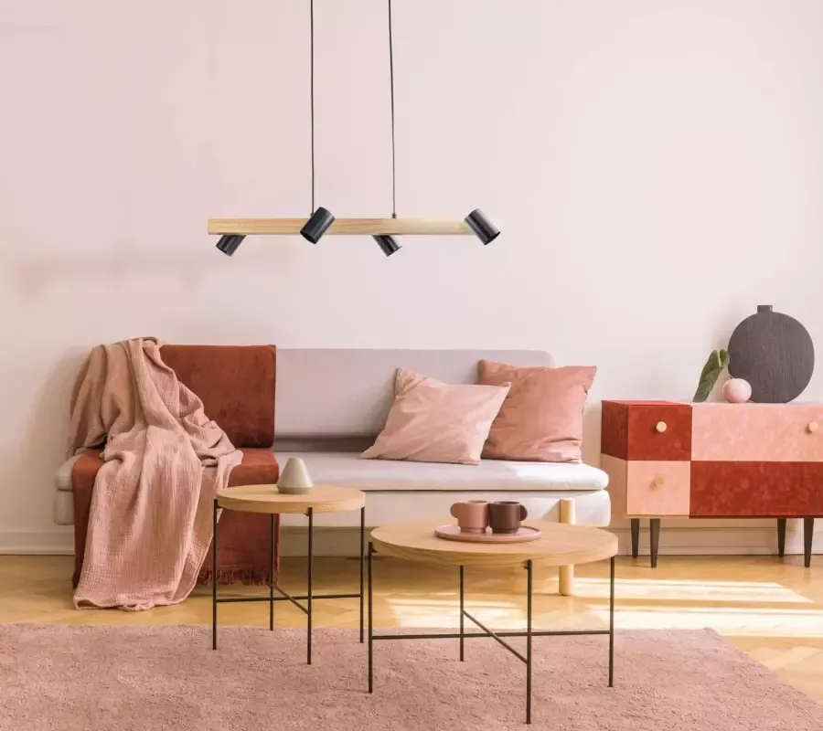 Näve Hanglamp Frida Materiaal metaal gummiboom kleur natuurlijk zwart excl. 4xGU10 max. 40W (1 stuk)
