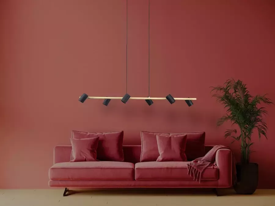 Näve Hanglamp Frida 6-vlamig gu10 spots zwart mat messing hoogte 120 cm lengte 115 cm (1 stuk) - Foto 2