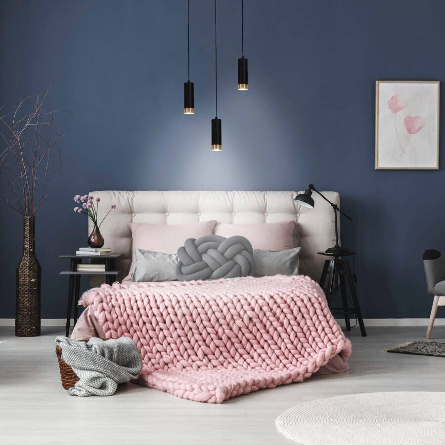 Näve Hanglamp Fridu van matzwart ijzer met goudkleurige randen lengte 48 cm voor 3x gu10 (1 stuk) - Foto 3