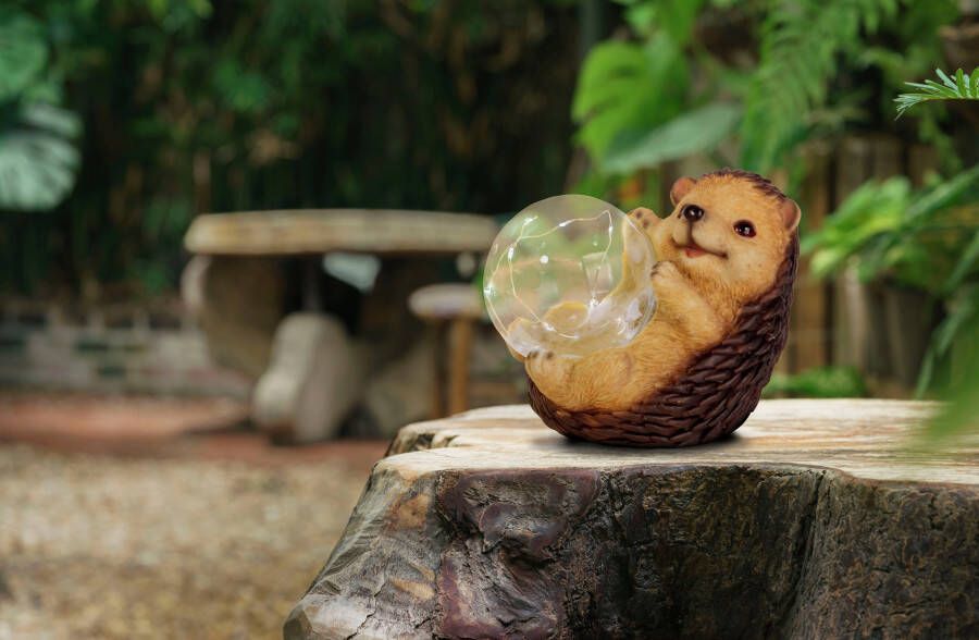 Näve Ledsolarlamp Egel leuke egel met verlichte bol in bruin beige warmwit licht (1 stuk) - Foto 2