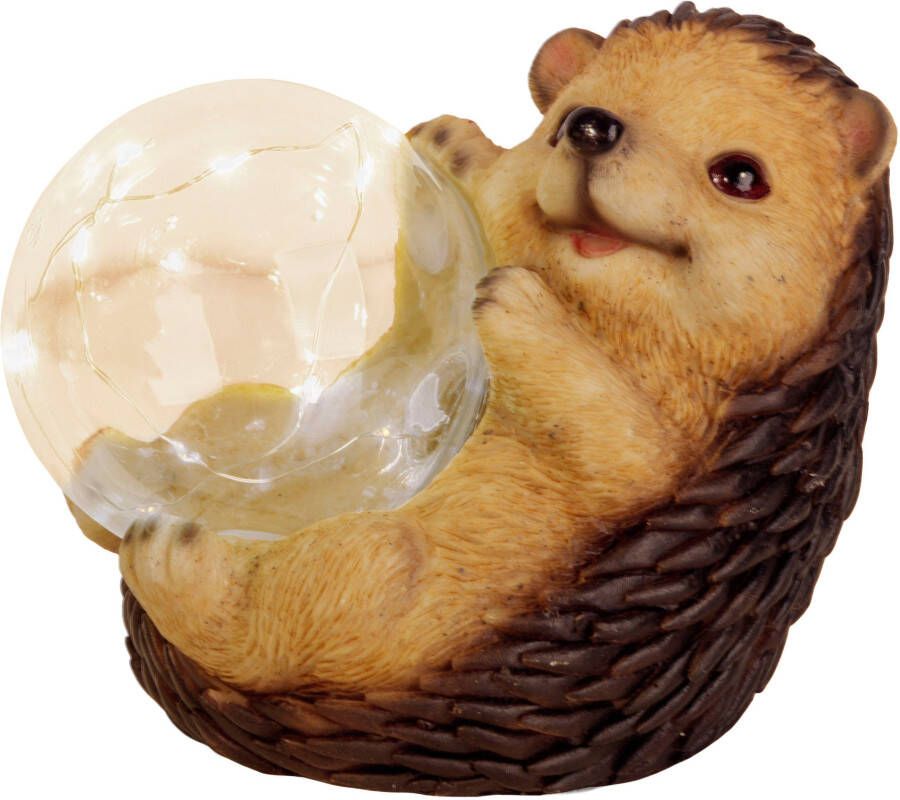 Näve Ledsolarlamp Egel leuke egel met verlichte bol in bruin beige warmwit licht (1 stuk)