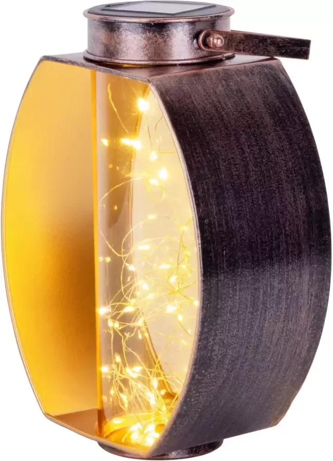 Näve Led-solarlamp Fairylight messing binnenkant goudkleurig kunststof cilinder met led-lichtsnoer (1 stuk) - Foto 6