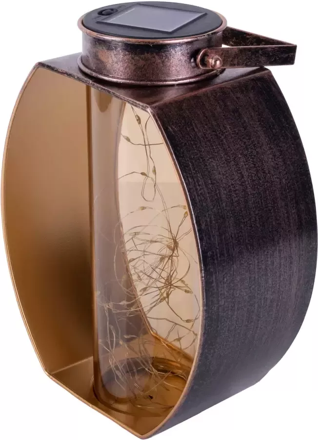 Näve Led-solarlamp Fairylight messing binnenkant goudkleurig kunststof cilinder met led-lichtsnoer (1 stuk) - Foto 5
