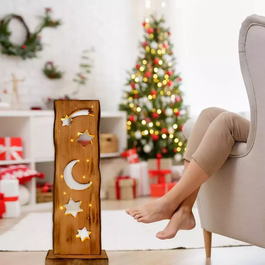 Näve Decoratief ledobject Light Moon Stars Voor buiten incl. timer (6h aan en 18h uit) van hout (1 stuk) - Foto 2