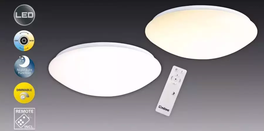 Näve Led-plafondlamp Bern CCT nachtlichtfunctie dimbaar afstandsbediening(1 stuk) - Foto 3