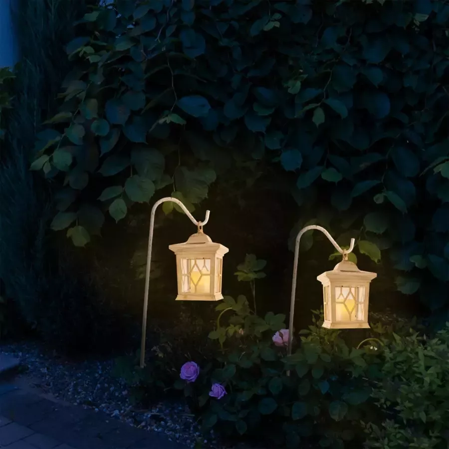 Näve Ledsolarlamp Lantaarn set van 2 led-outdoorgrondpennen 'lantaarn' elk 1 led 0 06w