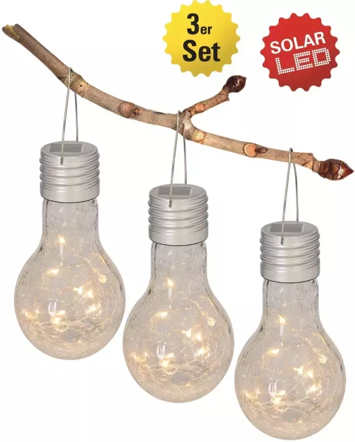 Näve Led-tuinlamp Crackle Bulb Materiaal: glas kleur: helder ophangmogelijkheid set van 3 - Foto 1